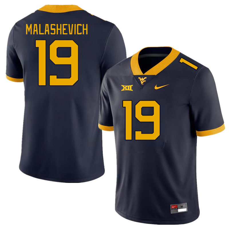 Men #19 Graeson Malashevich West Virginia Mountaineers College Football Jerseys Stitched Sale-Navy - Click Image to Close